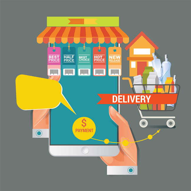 互聯網新零售店鋪創意設計 矢量素材賦能零售革新